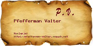 Pfefferman Valter névjegykártya